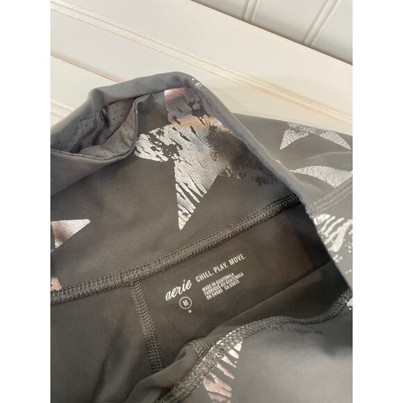 Aerie Gray Velvet & Star Print Pull on Leggings Bundle OF 2 Size M - Picture 3 of 9
